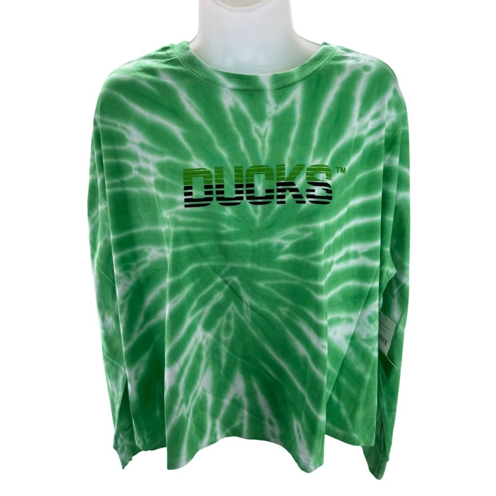 WEAR Erin Andrews Oregon Ducks Tie Dye Long Sleeve Tee Shirt Green XL NEWWT